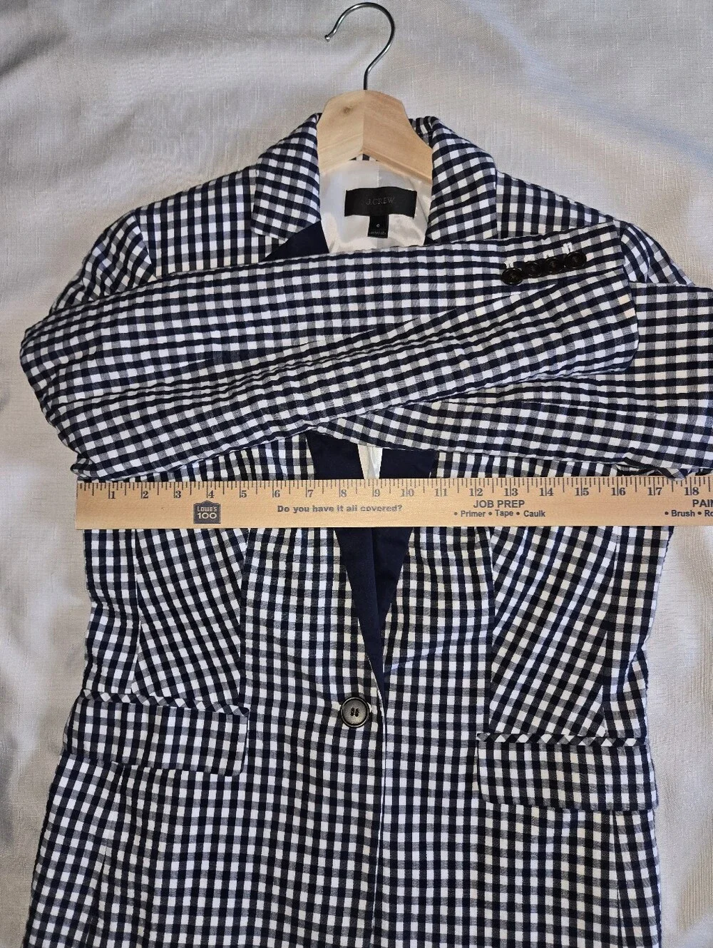 J.Crew Navy White Gingham Seersucker Blazer 6 Coastal Preppy Nautical Blue Prep